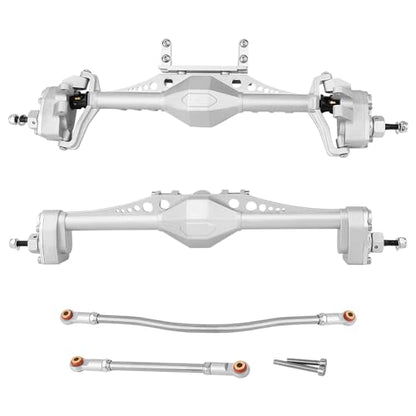 Metal Front and Rear Portal Axle Completes Set with Servo Mount for Axial 1/10 RC Crawler Capra 1.9 UTB AXI03004 AXI03000T1 T2 Buggy F9 Upgrade Parts (Silver) - color: Silver
