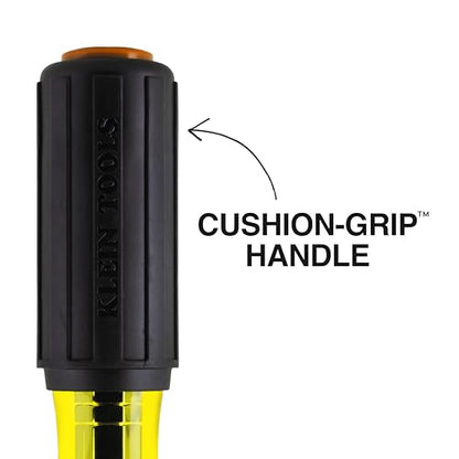 Klein Tools 65408M Metric Color-Coded Nut Driver, Hollow-Shaft, Heavy-Duty 8 mm Hex, Pass-Through Design, 6-Point Socket, and Cushion-Grip Handle - size: 8mm