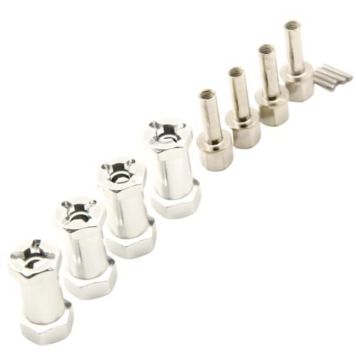 RC 12mm Wheel Hex Drive Hubs Combiner Coupler Aluminum 15mm/20mm/25mm/30mm Offset Extension Longer Combiner Drive Adapter for 1/10 Axial SCX10 Wraith RC Car Upgrade Parts (Silver - 25mm) - color: Silver - 25mm