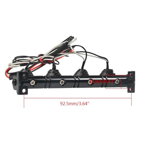 Metal Roof LED Light Bar 4 LEDs for SCX10 D90 TRX-4 1:10 RC Crawler Truck (4 LEDs)