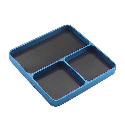 Magnetic 3-Grid Parts Storage and Maintenance Tool Tray (98x98x11mm) Compatible with RC Cars, Drones, Model Vehicles and Electronic Repair(Light Blue) - color: Light Blue