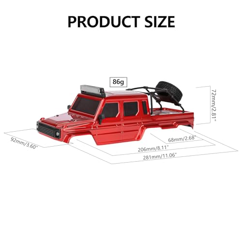 SCX24 Body 6x6 Conversion Kit PC Body with Lights Frame-Axle Assembly for Bronco JLU C10 Basecamp Axial SCX24 6×6 RC Crawler Upgrades - style: Red