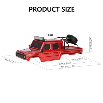 SCX24 Body 6x6 Conversion Kit PC Body with Lights Frame-Axle Assembly for Bronco JLU C10 Basecamp Axial SCX24 6×6 RC Crawler Upgrades - style: Red