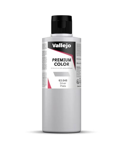 Vallejo - Premium Color RC Silver 6.76 Fl.Oz. (200 ml) for Airbrushing, Acrylic-Polyurethane Hybrid Resin of Great Resistance Paint for Model and Hobby Use - style: Gold