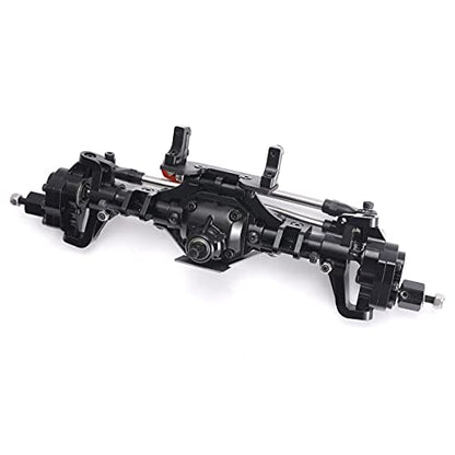 Aluminum Front / Rear Portal Axles Set for 1/10 Axial SCX10 II 90046 90047 RC Crawler Car (Black) - color: Black