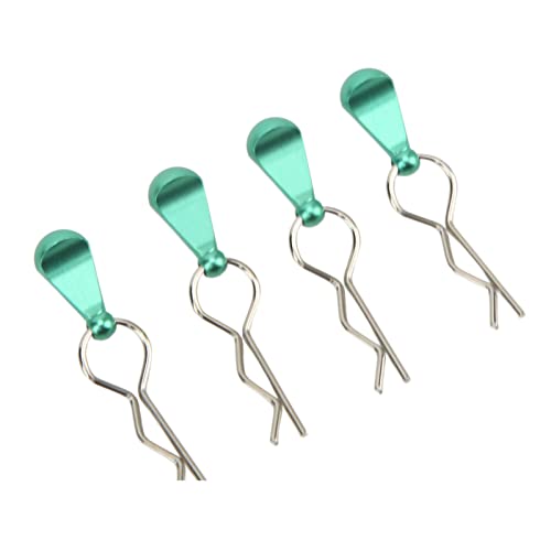 4Pcs Metal RC Car Body Clips with Pull Tabs for 1/8 1/10 Remote Control Car Upgrade Parts (Green) - color: Green