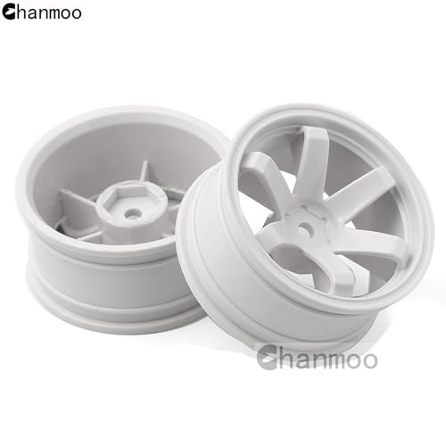 1/10 RC Rally Racing Wheels 12mm Hex Hard Plastic On Road Hubs Rims for 1:10 Scale Drift Car Tires Tamiya TT01 TT02 XV01 A959 PTG2 144001 HPI KYOSHO HSP PTG2 Touring Street Tyres 4PCS (White) - color: White