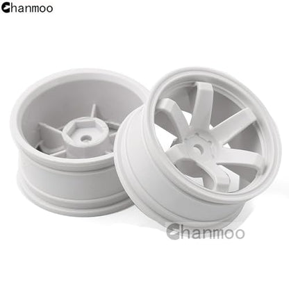 1/10 RC Rally Racing Wheels 12mm Hex Hard Plastic On Road Hubs Rims for 1:10 Scale Drift Car Tires Tamiya TT01 TT02 XV01 A959 PTG2 144001 HPI KYOSHO HSP PTG2 Touring Street Tyres 4PCS (White) - color: White