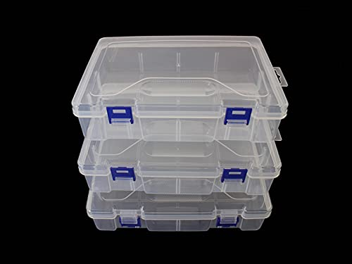 3pcs Clear Plastic Organizer Container Box, 8.7'' x5.9'' x 2.4 '' Containers Storage with Snap-tight Closure Latch For Pencils, Puzzles, Beads,Jewelry Making & Sewing Crafts (22x15x6cm) - size: 3pcs Large Box