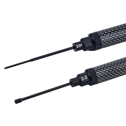 Carbon Fiber Handle Tool with High Speed Steel Screwdriver bit Set 2.0mm+ Phillips Screwdriver 3.0mm Hex Nut Driver for 1/30 Axial SCX30 Ford Bronco Jeep Wrangler JLU