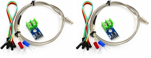 HiLetgo DC 3-5V MAX6675 Module + K Type Thermocouple Temperature Sensor Thermocouple Sensor Set M6 Screw for Arduino (Pack of 2) - size: Small (Pack of 2)