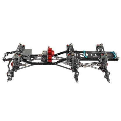 450mm Wheelbase 6x6 Chassis Frame Set with Transmission Front Middle Rear Complete Axle for 1/10 RC Crawler Car Axial SCX10 Metal DIY Upgrade (Portal axle Frame)