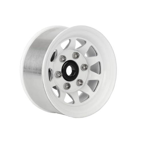 4PCS 1.55 Inch Aluminum Alloy Metal 10Holes Beadlock Wheel Rim Hubs Replacement Accessory for Tamiya AX90069 D90 TF2 CC01 CC02 1/10 RC Crawler Car Upgrade Parts(A-White) - color: A-white