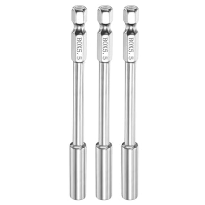 HARFINGTON 3pcs Nut Driver Drill Bit 5.5mm Metric Socket 1/4" Hex Shank 3.94" (100mm) Long 6-Point Socket Quick Change CR-V Steel Bolt Setters for Power Drill Driver - size: 5.5mm