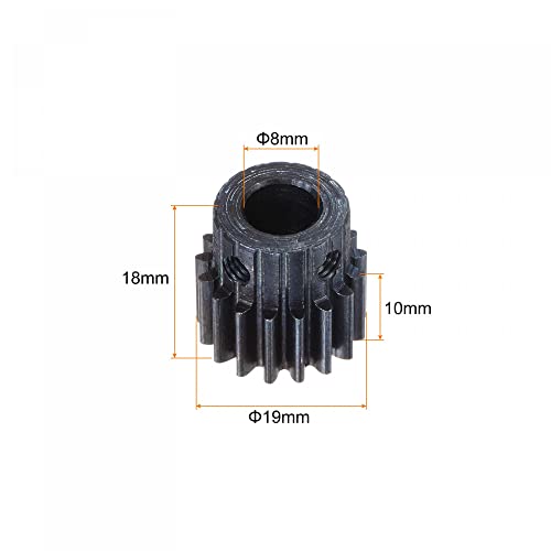 uxcell 1Mod 17T Pinion Gear 8mm Bore Hardened Steel Motor Rack Spur Gear with Step for RC Car Truck Buggy Gear Drive, 2 Set