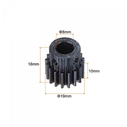 uxcell 1Mod 17T Pinion Gear 8mm Bore Hardened Steel Motor Rack Spur Gear with Step for RC Car Truck Buggy Gear Drive, 2 Set