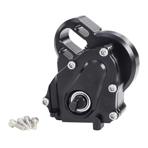 Aluminium 21% Overdriven Billet Transmission Gearbox for 1/24 RC Crawler Axial SCX24 Deadbolt C10 JLU Gladiator Bronco Upgrades (Black) - color: Black