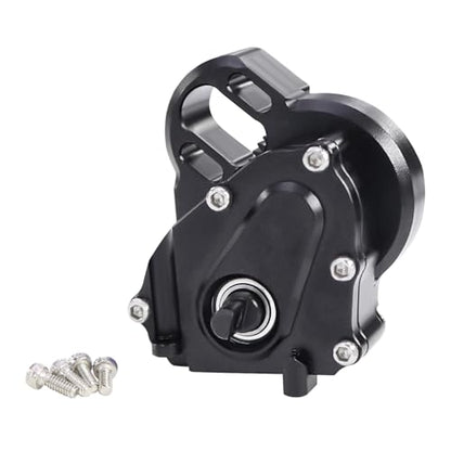 Aluminium 21% Overdriven Billet Transmission Gearbox for 1/24 RC Crawler Axial SCX24 Deadbolt C10 JLU Gladiator Bronco Upgrades (Black) - color: Black
