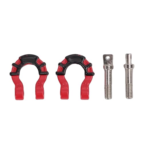 Metal Tow D Ring Shackle for 1/10 Axial SCX10 RC Crawler (Red) | Thick Alloy High Tensile Strength Firm Lock Para Exterior RC Off Road Rescue Towing Use - color: Red