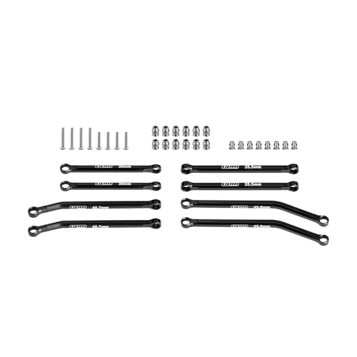 GPM for Axial SCX30 1/30 7075-T6 Aluminum Front & Rear Link Set RC Crawler for SCX30 Ford Bronco Jeep Wrangler JLU Chevrolet K10 (Black) - color: Black