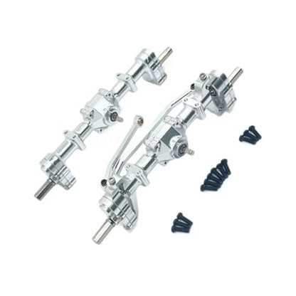 Rc Crawlers Axles Compatible With WPL C14 C24 C34 B14 B24 RC Car Upgrade Parts Metal Front Rear Portal Bridge Axle Differential Assembly Kit(Silver) - color: Silver