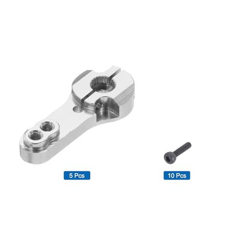 MECCANIXITY 5 Pcs Aluminum Servo Horn 25T Steering Arm 35mm Length Silver Suitable for DIY RC Car/Boat/Airplanes Boat Model Accessories with 2 Pcs Screws - color: Silver