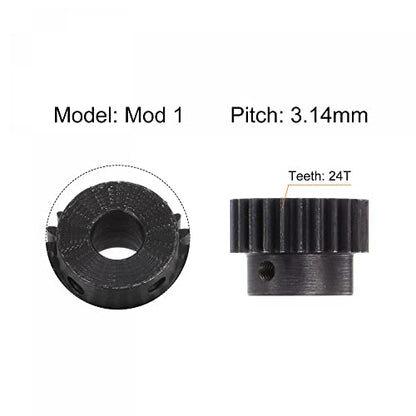 uxcell 1Mod 24T Pinion Gear 6mm Bore Hardened Steel Motor Rack Spur Gear with Step for RC Car Truck Buggy Gear Drive