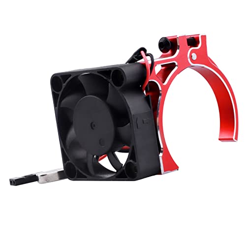 Aluminum Heat Sink with Thermal-Controlled 40mm Cooling Fan for 42mm Brushless Motors – Compatible with 4268 4274 Traxxas Arrma 1/8 & 1/10 Scale RC Cars (Red) - color: Red