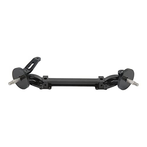 Aluminum Alloy Front Axle and Steering Link Rod Set, Heavy Duty Metal RC Front Steering Axle Kit with Linkage for 1/14 RC Unpowered Tractor Truck (Black) - color: Black