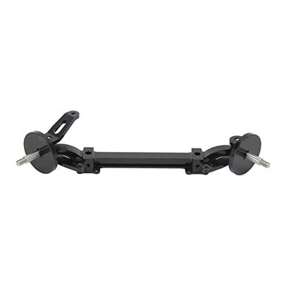 Aluminum Alloy Front Axle and Steering Link Rod Set, Heavy Duty Metal RC Front Steering Axle Kit with Linkage for 1/14 RC Unpowered Tractor Truck (Black) - color: Black