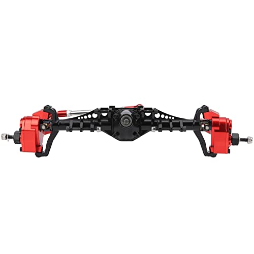 Metal Front Portal Axle Assembly Upgrade for RC Crawler Axial Capra 1.9 UTB, Aluminum Alloy RC Front Axle Replacement for RC Car Enthusiasts (Black Red)