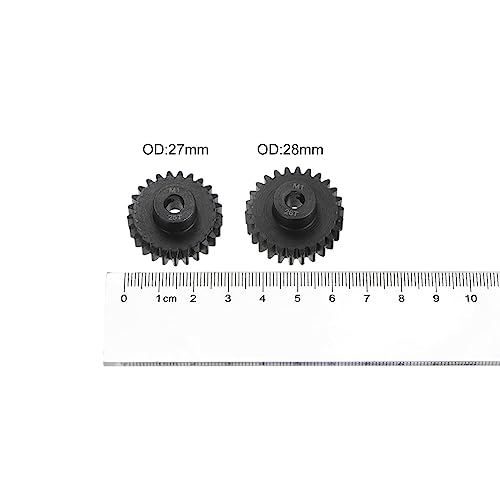 HARFINGTON Mod 1 M1 Pinion Motor Gear Set 2pcs 25T 26T Fit 5mm RC Motor Shaft M1 Pitch Gears for RC Car, with Hex Key - style: 25T 26T
