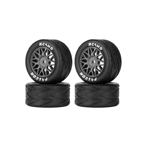 RCAWD for Losi 1/12 RC Racecar On-Road Car Pre-Glued Wheel Tire Set, Balance Grip & Durability Nylon Rubber 8mm Hex Adapter 4mm Tires Upgrade Part All Terrain Adaptation 4pcs Titanium - color: Titanium