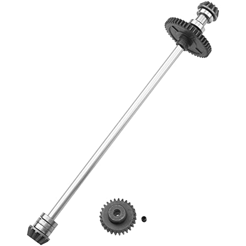 Metal Center Drive Shaft RC Car Central Transmission Shaft w/ 27T Motor Gear Upgrade Part Compatible with Wltoys 144001 1/14 RC Car Buggy (Silver) - color: Silver