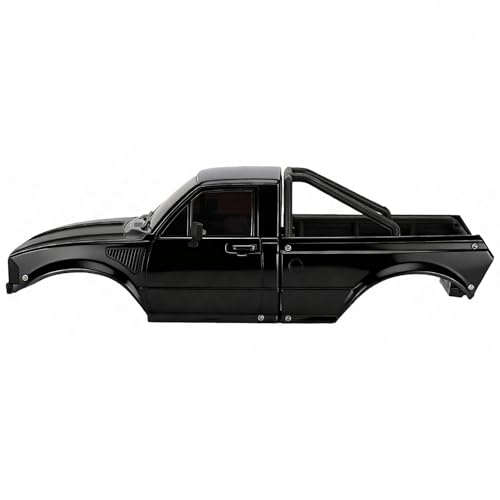 SCX24 Body, 1/24 Pickup Hard Body Shell with Bed Rack, RC Truck Body for Axial SCX24 C10 Bronco Wrangler Base Camp 4Runner, Scale RC Crawler Accessories (Black) - color: Black