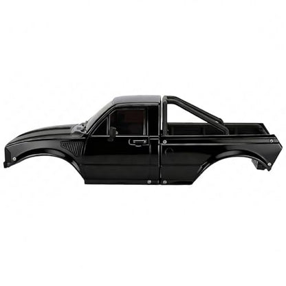 SCX24 Body, 1/24 Pickup Hard Body Shell with Bed Rack, RC Truck Body for Axial SCX24 C10 Bronco Wrangler Base Camp 4Runner, Scale RC Crawler Accessories (Black) - color: Black