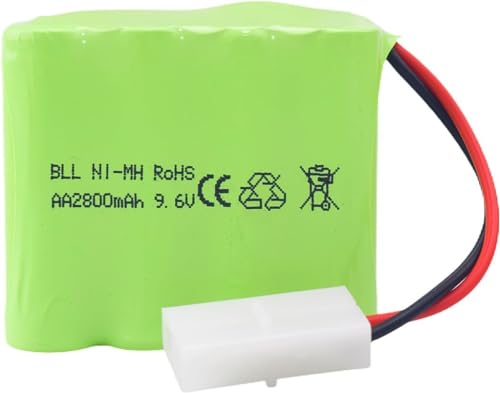 2PCS AA 9.6V 2800mAh Ni-MH High Capacity Battery with Tamiya Plug and 2PCS USB Charging Cable for Toy Tank Engineering, Flat Semi-Trailer Truck, RC Car Spare Batteries Pack