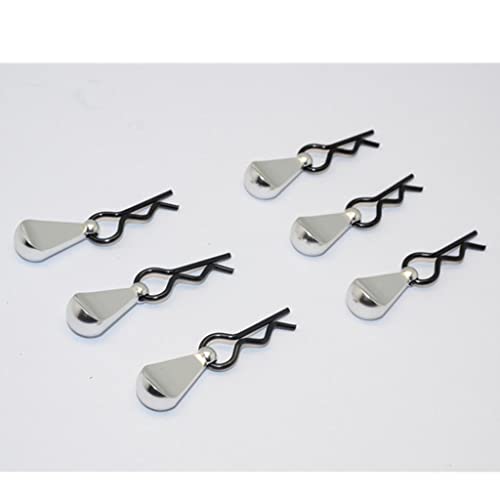 6X Metal Body Clip R-Shape Pins with Pull Tabs for 1/8 and 1/10 Scale RC Car - Metal Construction - Easy Disassembly - Perfect for RC Crawlers, Trucks, gies - 6Pcs Pack - Random