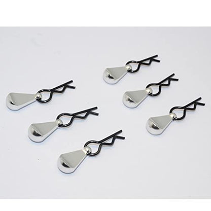 6X Metal Body Clip R-Shape Pins with Pull Tabs for 1/8 and 1/10 Scale RC Car - Metal Construction - Easy Disassembly - Perfect for RC Crawlers, Trucks, gies - 6Pcs Pack - Random