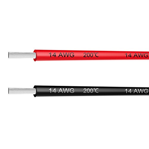 Electrical Wire 14 AWG 14 Gauge Silicone Wire Hook Up Wire Cable 20 Feet [10 ft Black and 10 ft Red] Soft and Flexible 400 Strands 0.08 mm of Tinned Copper Wire High Temperature Resistance - size: 2 Colors each 10FT, style: 14AWG