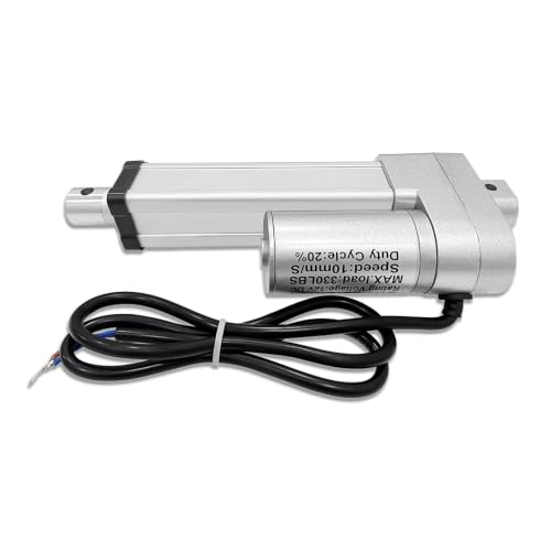 4" (100mm) Stroke 12V Silent Electric Linear Actuator Silver | 330lbs (1500N) Load Capacity, IP55 Waterproof - color: Silver, size: 4"