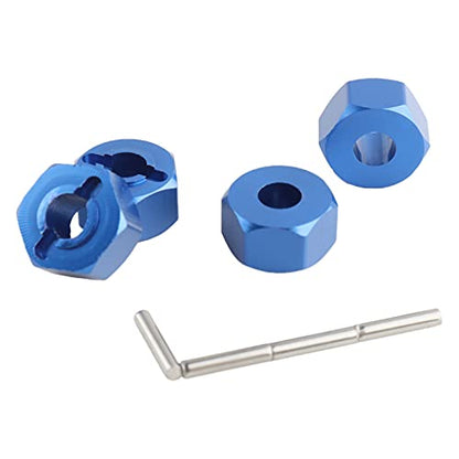 12mm Hex Wheel Hub Mount, Aluminum 7mm Thick with 2x10mm Stub Axle Pins for 1/10 Slash 4x4 & HQ 727 RC Cars Replacement Upgrade Parts (Dark Blue)(Set of 4) - color: Dark Blue