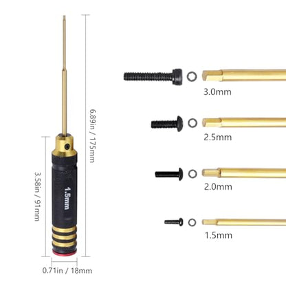 HobbyPark Titanium Hex Screw Driver Set 1.5mm 2.0mm 2.5mm 3.0mm Hexagon Screwdriver Wrench Tool Kit for Multi-Axis FPV Racing Drone RC Quadcopter Helicopter Car,4-Pack