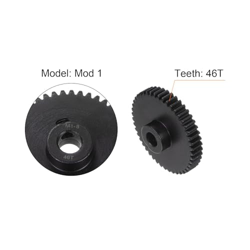 uxcell Mod 1 46T Pinion Gear 8mm Bore Hardened Steel Motor Rack Spur Gear for RC Car Truck Gear Drive