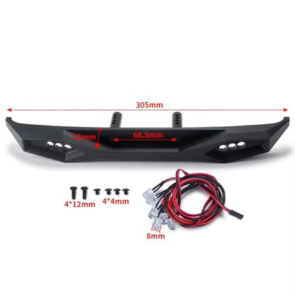 RC Bumper For Axial For Wrangler Trail Honcho SCX6 AXI05000 AXI05001 1/6 Metal Front Rear Bumper With Lights RC Crawler Car Truck(Rear) - color: Rear
