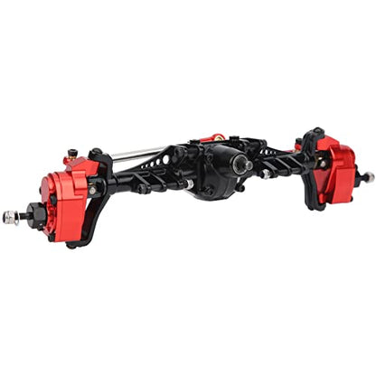 RC Front Axle Metal Remote Control Crawler Front Portal Axle Assembly for Axial Capra 1.9 UTB RC Car Upgrade Parts Aluminum Alloy Hardened Steel 250mm 465g 1Pc (Black Red)