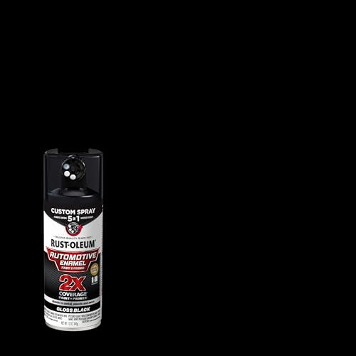 Rust-Oleum 2X Automotive Enamel 5-in-1 Spray Paint, Gloss Black | Fast Dry, Adjustable Custom Spray Dial, Multi Surface (Metal, Wood, Plastic and More), Any Angle, Ultimate Coverage - color: Gloss Black, size: 12 Ounce (Pack of 1)