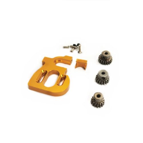 Rc Upgrade Spare For Wltoys 144010 124017 124016 Rc Car Adjustable Motor Bracket Mount With 15T 17T 19T Gears Pinions Set Upgrade Parts Accessories(Yellow) - color: Yellow