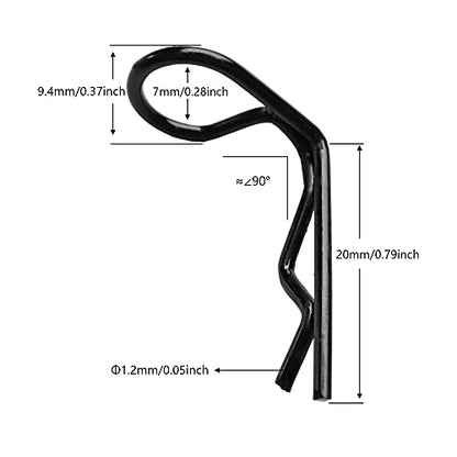 30-Pack 90-Degree Angle Body Clips Bent Springy Pins for All 1/10 Scale Model Car Truck Crawler Truck(Black) - color: Black, size: 1.2mm
