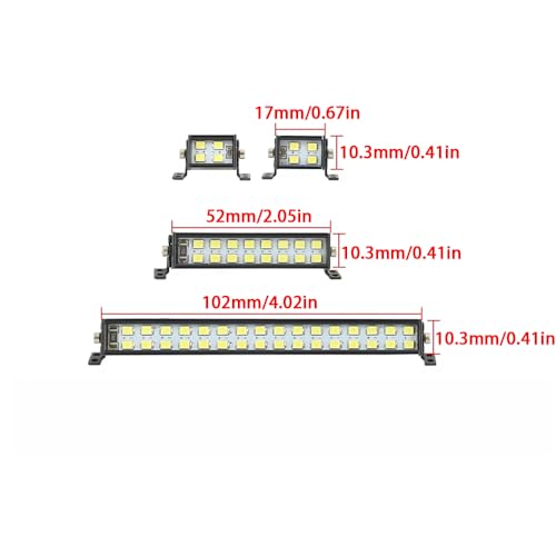 RC Light Bar 16 LED 2.05Inch Aluminum RC Lights RC Crawler Accessories for Axial SCX10 Traxxas TRX4 TRX4M Arrma Senton Redcat GEN7 1/10 1/18 Scale Rock Crawler Truck RC Car Roof Light Kit